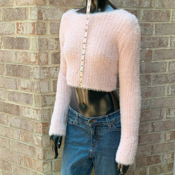 HYFVE Eyelash Cropped Long Sleeve Boatneck Sweater Sz XS - Picture 8 of 12